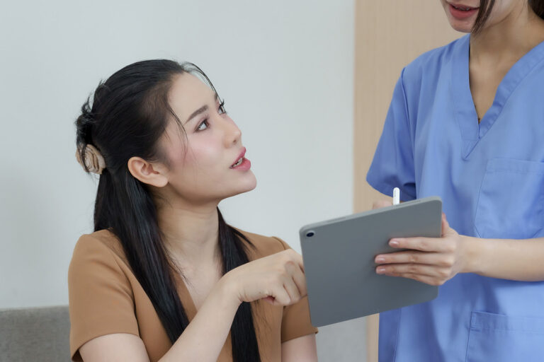 Patient consultation with a dental professional